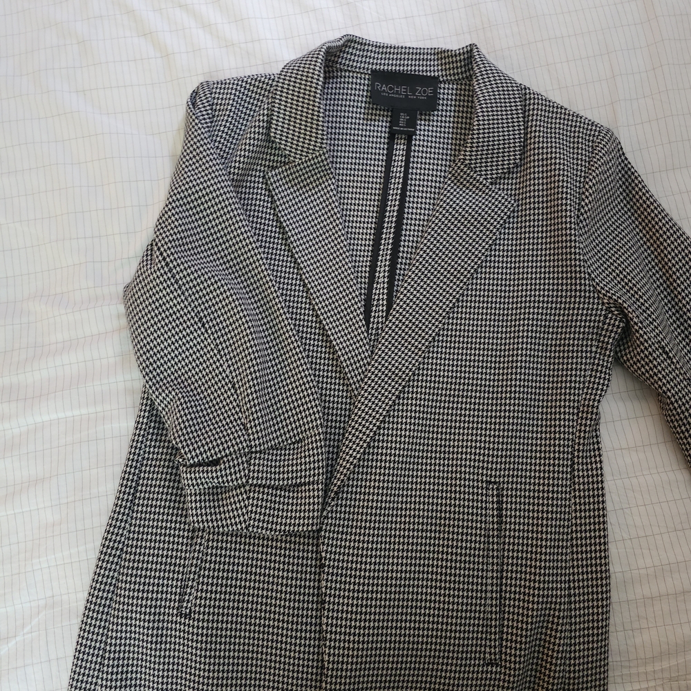 Rachel Zoe Black and White Houndstooth Blazer